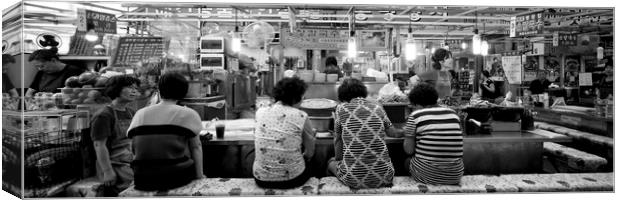 Seoul food market south Koea black and white Canvas Print by Sonny Ryse