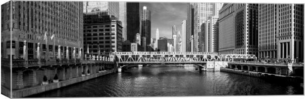 Chicago River USA Black and white Canvas Print by Sonny Ryse