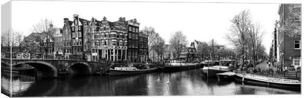 Brouwersgracht Canal Amsterdam Netherlands black and white Canvas Print by Sonny Ryse