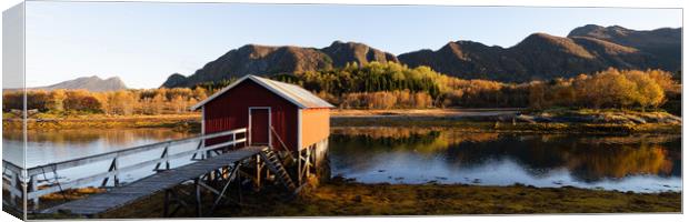 Autumn Norwegian Rorbu Engavagen Bay Meløy Nordland Canvas Print by Sonny Ryse