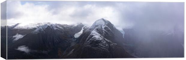 Briksdal and Brenndalsbreen glacier aerial norway Canvas Print by Sonny Ryse