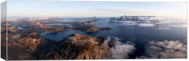 Lofoten islands cloud inversion aerial drone Canvas Print by Sonny Ryse