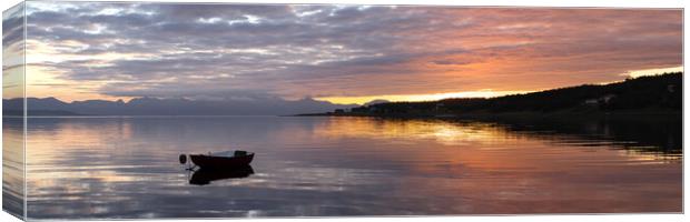 Lofoten islands midnight sun boat Canvas Print by Sonny Ryse