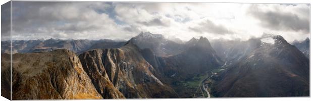 Romsdalen valley Andalsnes Trollveggen Aerial Norway Canvas Print by Sonny Ryse