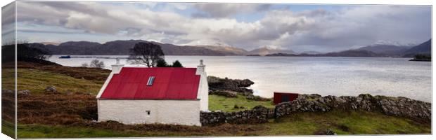 Loch Torridon Red Roof Cottage scottish highlands Canvas Print by Sonny Ryse