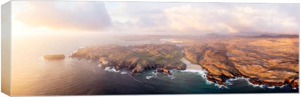 Mangersta Beach and Rocky coast Aerial Isle of Lewis Scotland Canvas Print by Sonny Ryse