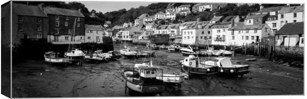 Smugglers Cove Polperro Fishing Harbour Black and White 2 Canvas Print by Sonny Ryse