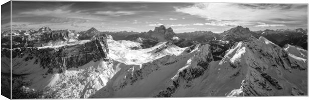 Forcella Giau Passo Giao Italian Dolomites Black and white Canvas Print by Sonny Ryse