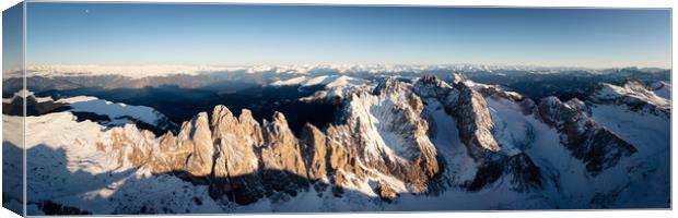 Seceda Ridgeline aerial in Winter Dolomites Italy Canvas Print by Sonny Ryse