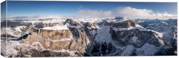 Torri del Sella Aerial Piz Boe Sella Pass Dolomiti Italy Canvas Print by Sonny Ryse