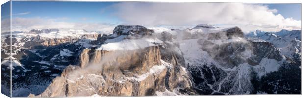 Torri del Sella Aerial Piz Boe Sella Pass Dolomiti Italy Canvas Print by Sonny Ryse