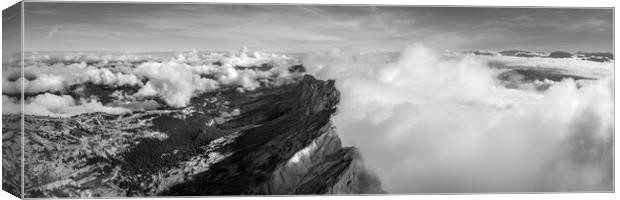 Vercors Massif mountain range French Prealps Black and white Canvas Print by Sonny Ryse