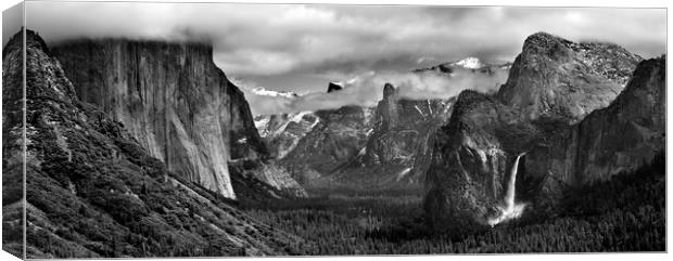Tunnel View Yosemite National Park Black and White Canvas Print by Sonny Ryse