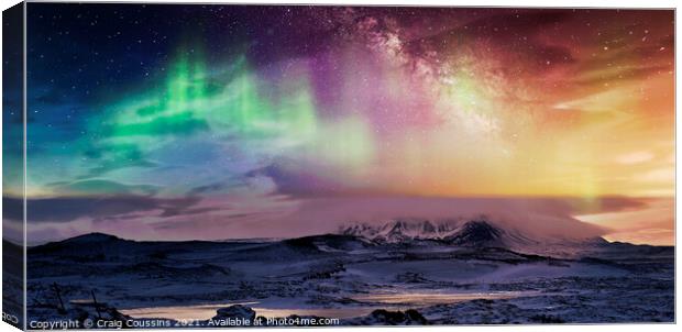 Northern Lights over Lake Myvatn, Iceland Canvas Print by Wall Art by Craig Cusins