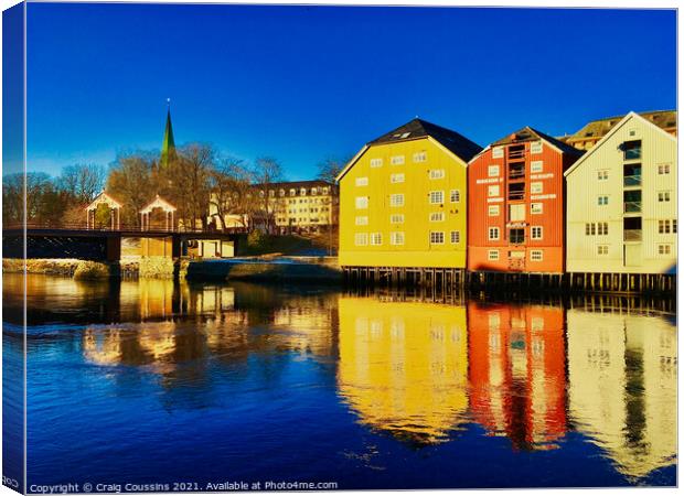 Canal buildings in Norway Canvas Print by Wall Art by Craig Cusins