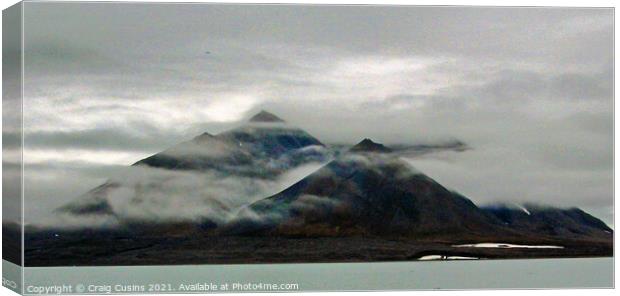 Svalbard Misty Mountain Peaks Canvas Print by Wall Art by Craig Cusins
