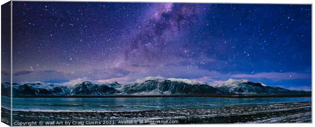 Night Sky over an Iceland Fjord Canvas Print by Wall Art by Craig Cusins