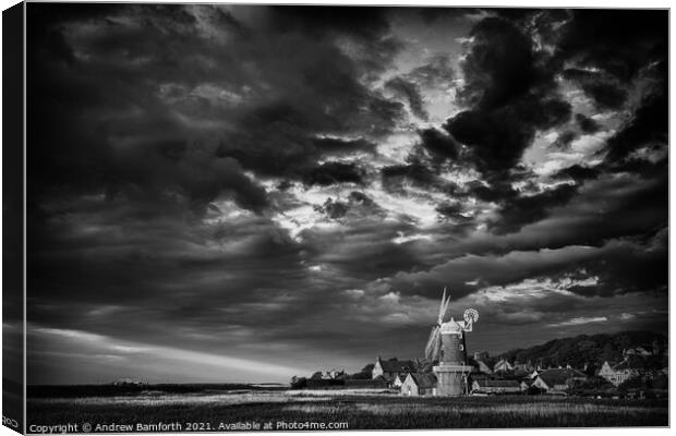 Late Evening Light on Cley Mill Canvas Print by Andrew Bamforth