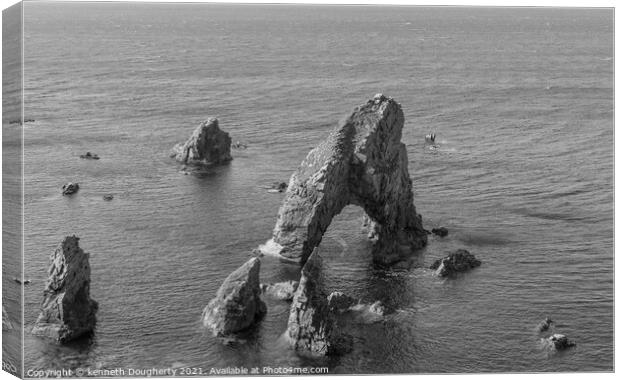 Crochy sea arch black and white Canvas Print by kenneth Dougherty