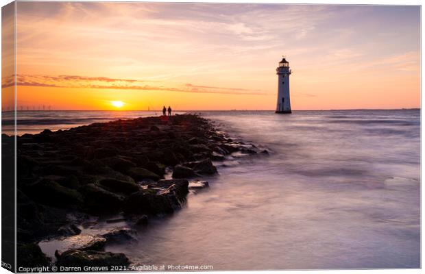 Sunset at perch rock Canvas Print by Darren Greaves