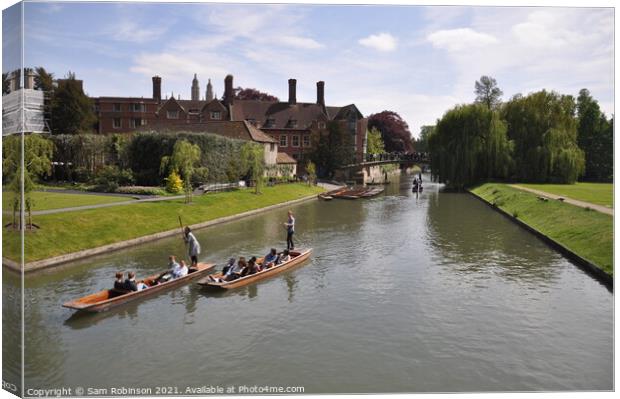 Punting on the River Cam Canvas Print by Sam Robinson