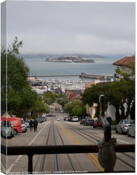 View from the back of a Cable Car, San Francisco Canvas Print by Sam Robinson