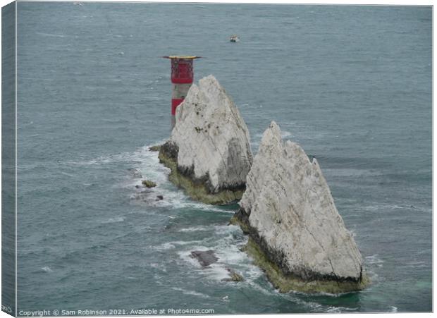 The Needles from above, Isle of Wight Canvas Print by Sam Robinson