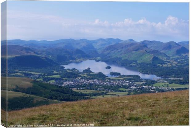 Keswick and Derwentwater view from Skiddaw path Canvas Print by Sam Robinson