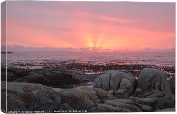 Sunset at Camps Bay Beach Canvas Print by Adrian Paulsen