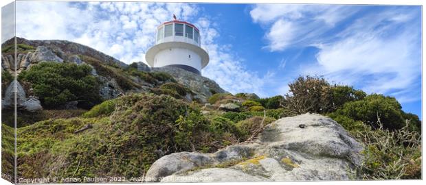 Lighthouse on cliff Canvas Print by Adrian Paulsen