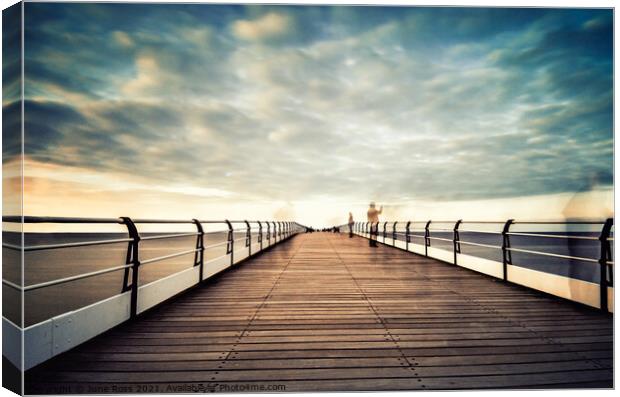 Saltburn-by-the-Sea Pier at Dusk Canvas Print by June Ross