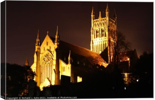 Worcester Cathedral at Night Canvas Print by Richard J. Kyte