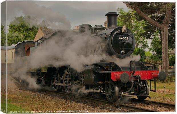 LMS class 2MT no. 46521 simmers at Gotherington, Gloucestershire Warwickshire Railway Canvas Print by Richard J. Kyte