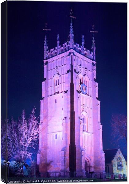 Evesham Bell Tower at Night Canvas Print by Richard J. Kyte