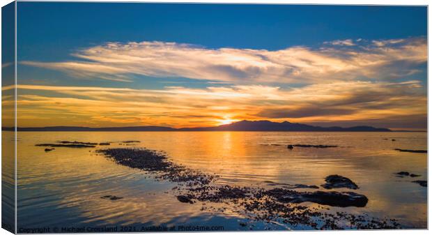 sunset from Ardrossan Beach Canvas Print by Michael Crossland