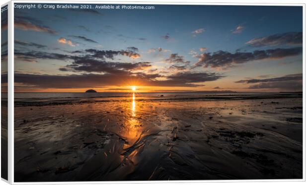 Sunset on Girvan Beach featuring Ailsa Craig Canvas Print by Epic Sky Media