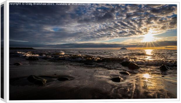 Dramatic sunset over Ailsa Craig, taken from Turnberry Beach, South Ayrshire Canvas Print by Epic Sky Media