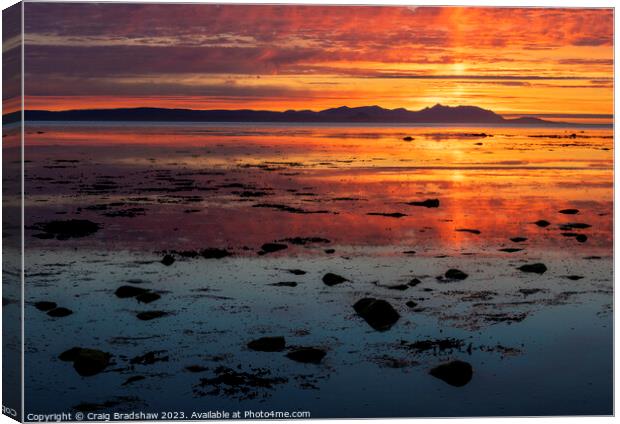 Fiery sunset over the Isle of Arran Canvas Print by Epic Sky Media