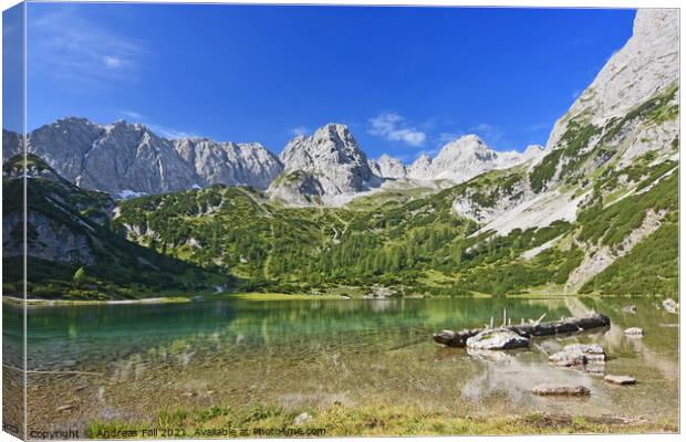 Lake Seebensee in summer Canvas Print by Andreas Föll