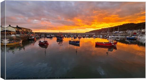 Sunset Lyme Regis harbour Canvas Print by Love Lyme Regis