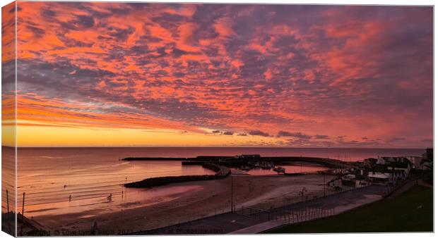 Spectacular sunrise sky over the Cobb Lyme Regis Canvas Print by Love Lyme Regis