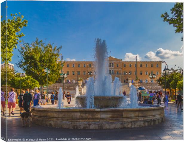The Dancing Waters of Syntagma Square Canvas Print by Margaret Ryan