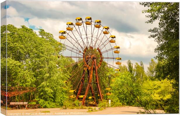 Eerie Abandoned Ferris Wheel Canvas Print by Margaret Ryan