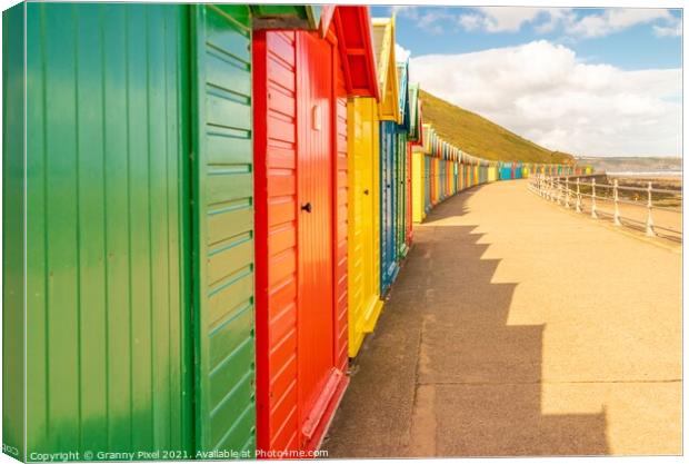 Whitby Beach Huts Canvas Print by Margaret Ryan