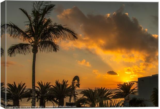 Lanzarote, Costa Teguise Sunset Canvas Print by Margaret Ryan