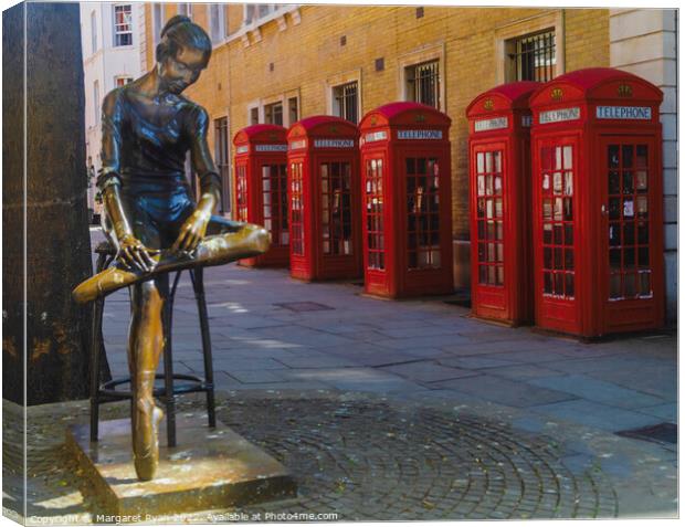 London Ballerina and the red phoneboxes Canvas Print by Margaret Ryan