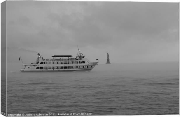 Mystical Statue of Liberty Ferry Ride Canvas Print by Antony Robinson