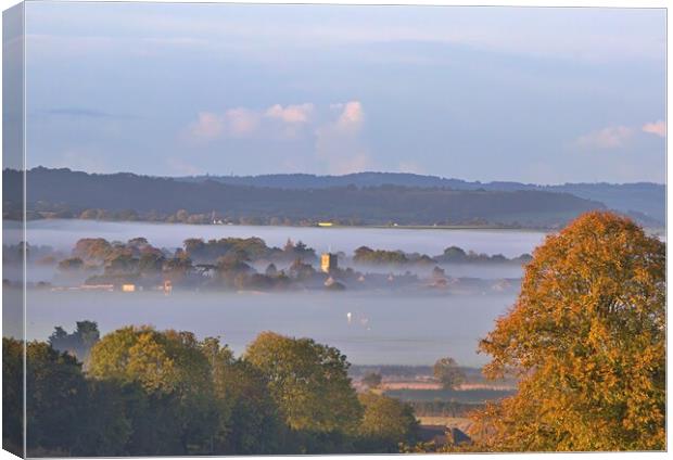 Yeovilton church in the mist Canvas Print by Antony Robinson