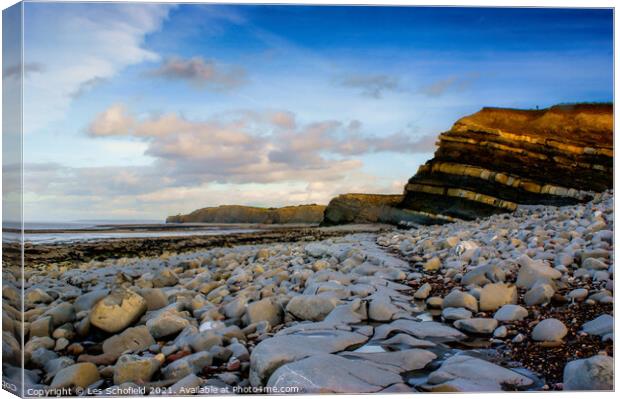 Kilve Beach Somerset  Canvas Print by Les Schofield