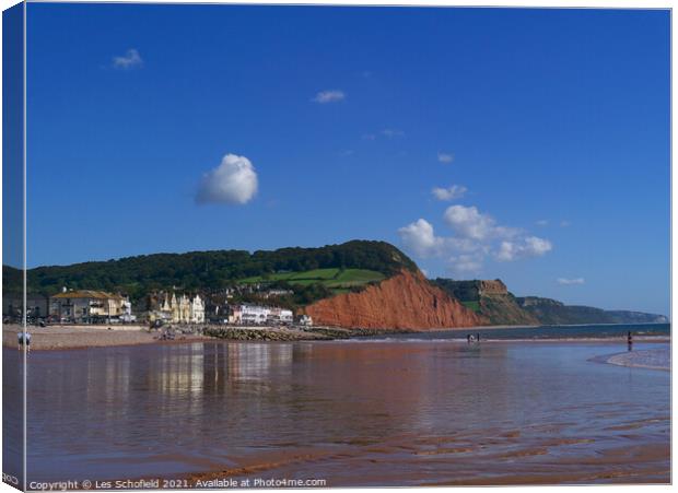 Sidmouth Beach   Canvas Print by Les Schofield